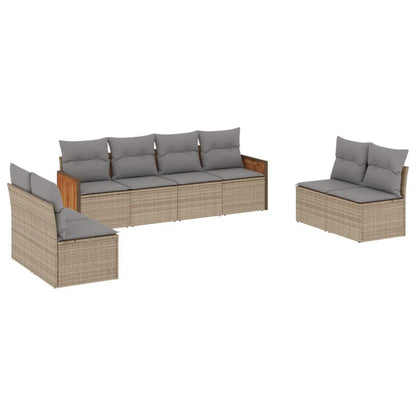 Set Divano da Giardino 8 pz con Cuscini Beige in Polyrattan - homemem39
