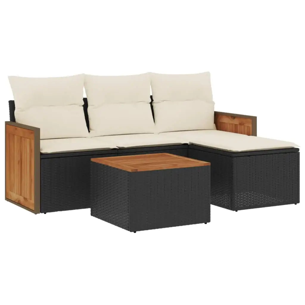 Set Divani da Giardino 5 pz con Cuscini in Polyrattan Nero - homemem39