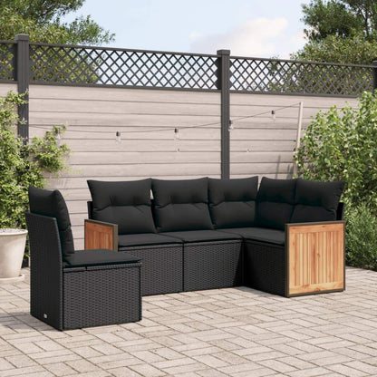 Set Divani da Giardino 5 pz con Cuscini in Polyrattan Nero - homemem39