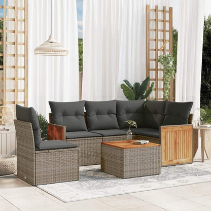 Set Divano da Giardino 6 pz con Cuscini Grigio in Polyrattan - homemem39