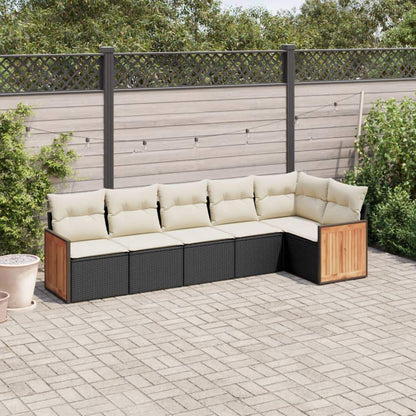 Set Divano da Giardino 6 pz con Cuscini Nero in Polyrattan - homemem39
