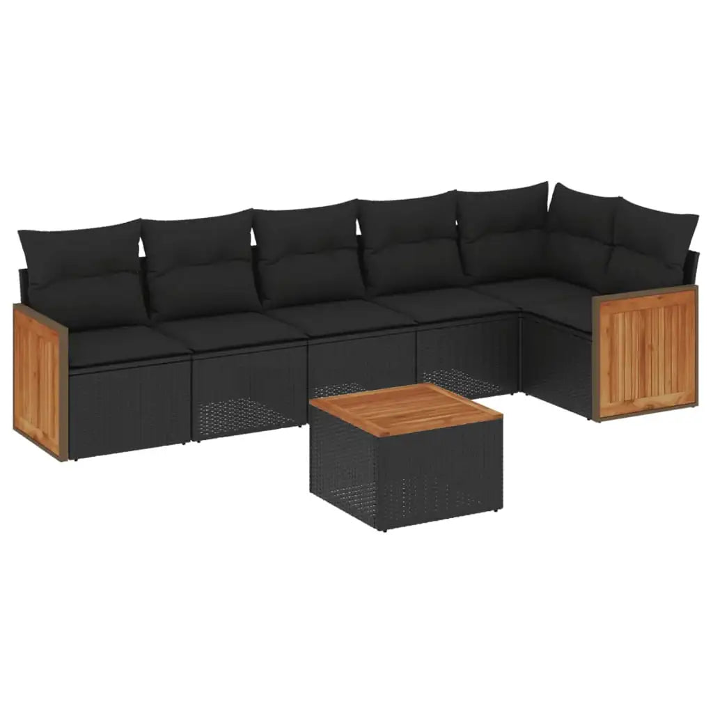 Set Divani da Giardino con Cuscini 7pz Nero Polyrattan - homemem39
