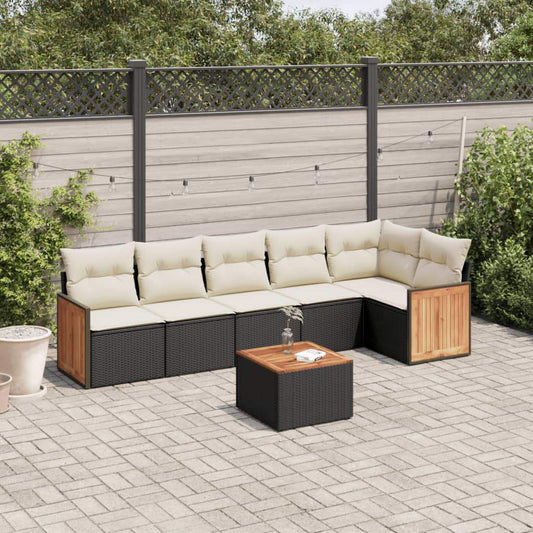 Set Divani da Giardino con Cuscini 7pz Nero Polyrattan - homemem39