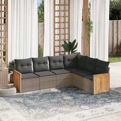 Set Divano da Giardino 6 pz con Cuscini Grigio in Polyrattan - homemem39