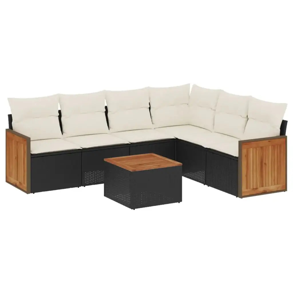 Set Divani da Giardino con Cuscini 7pz Nero Polyrattan - homemem39