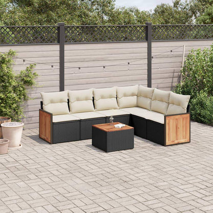 Set Divani da Giardino con Cuscini 7pz Nero Polyrattan - homemem39