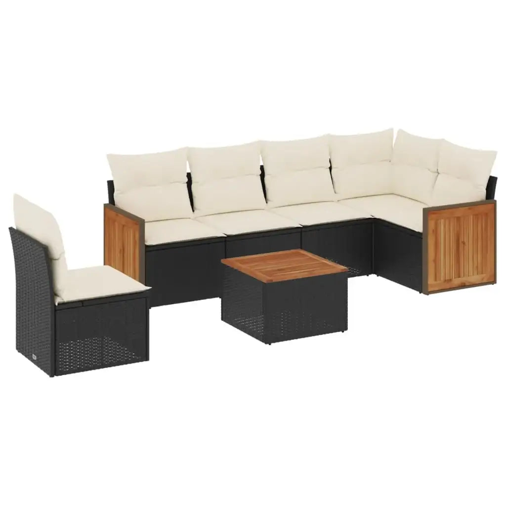 Set Divani da Giardino con Cuscini 7pz Nero Polyrattan - homemem39