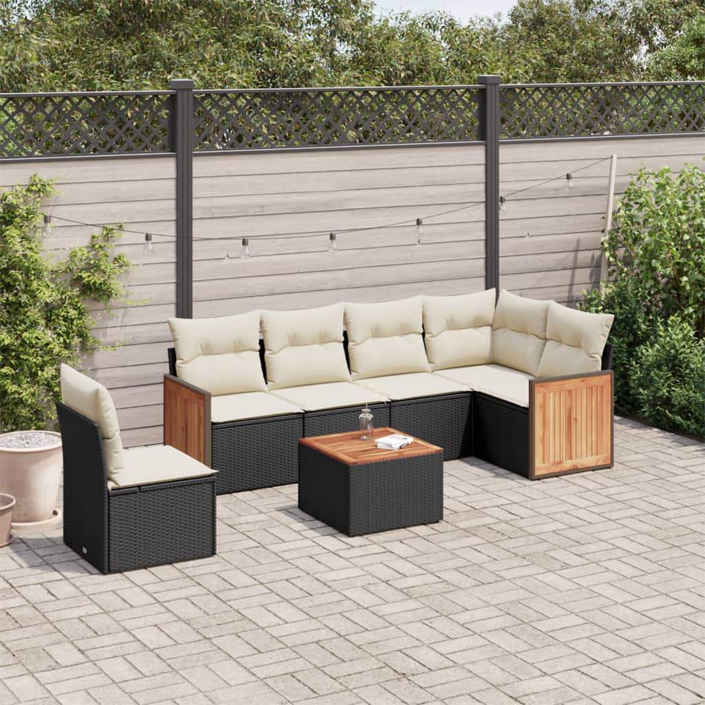 Set Divani da Giardino con Cuscini 7pz Nero Polyrattan - homemem39