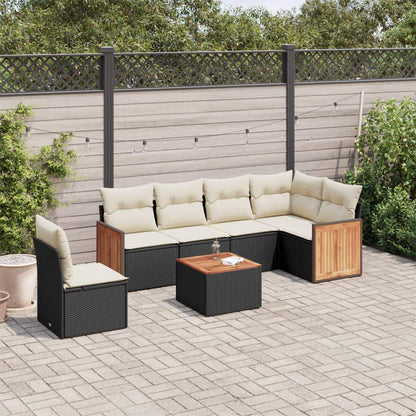Set Divani da Giardino con Cuscini 7pz Nero Polyrattan - homemem39