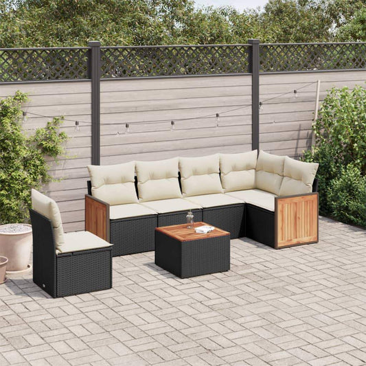 Set Divani da Giardino con Cuscini 7pz Nero Polyrattan - homemem39
