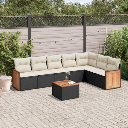 Set Divani da Giardino con Cuscini 8 pz Nero in Polyrattan - homemem39