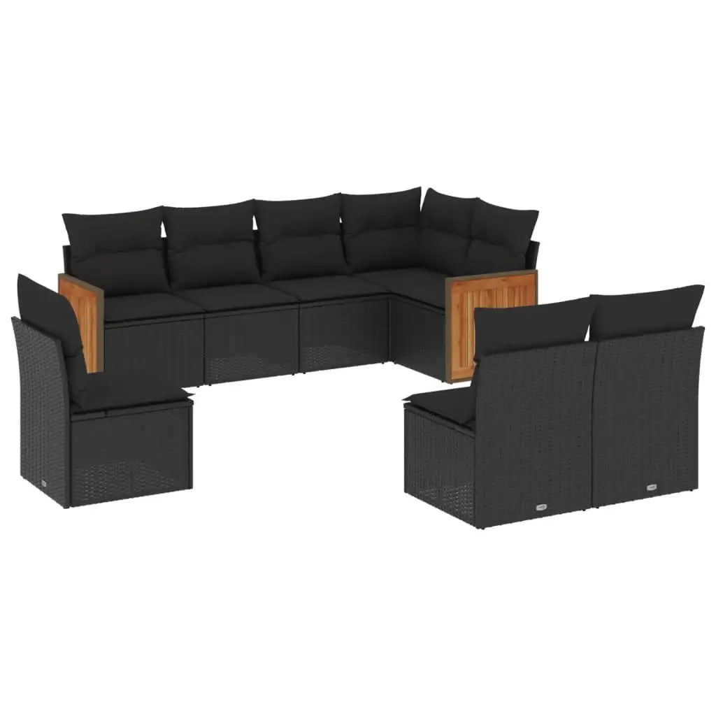 Set Divani da Giardino con Cuscini 8 pz Nero in Polyrattan - homemem39