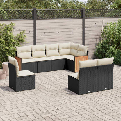 Set Divani da Giardino con Cuscini 8 pz Nero in Polyrattan - homemem39
