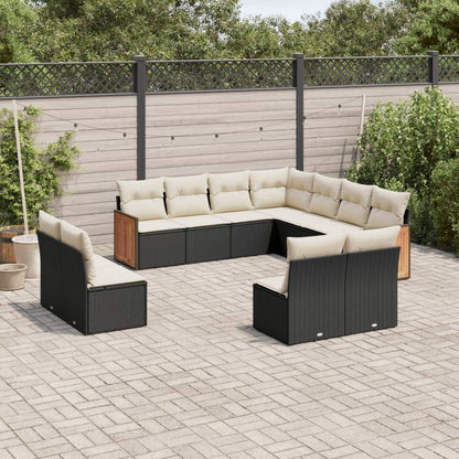 Set Divani da Giardino 11 pz con Cuscini in Polyrattan Nero - homemem39