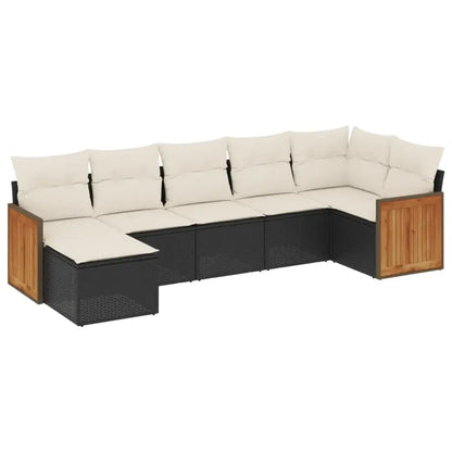 Set Divani da Giardino con Cuscini 7pz Nero Polyrattan - homemem39