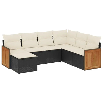Set Divani da Giardino con Cuscini 7pz Nero Polyrattan - homemem39