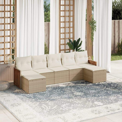 Set Divani da Giardino 7 pz con Cuscini Beige in Polyrattan - homemem39