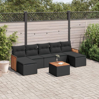 Set Divani da Giardino con Cuscini 8 pz Nero in Polyrattan - homemem39