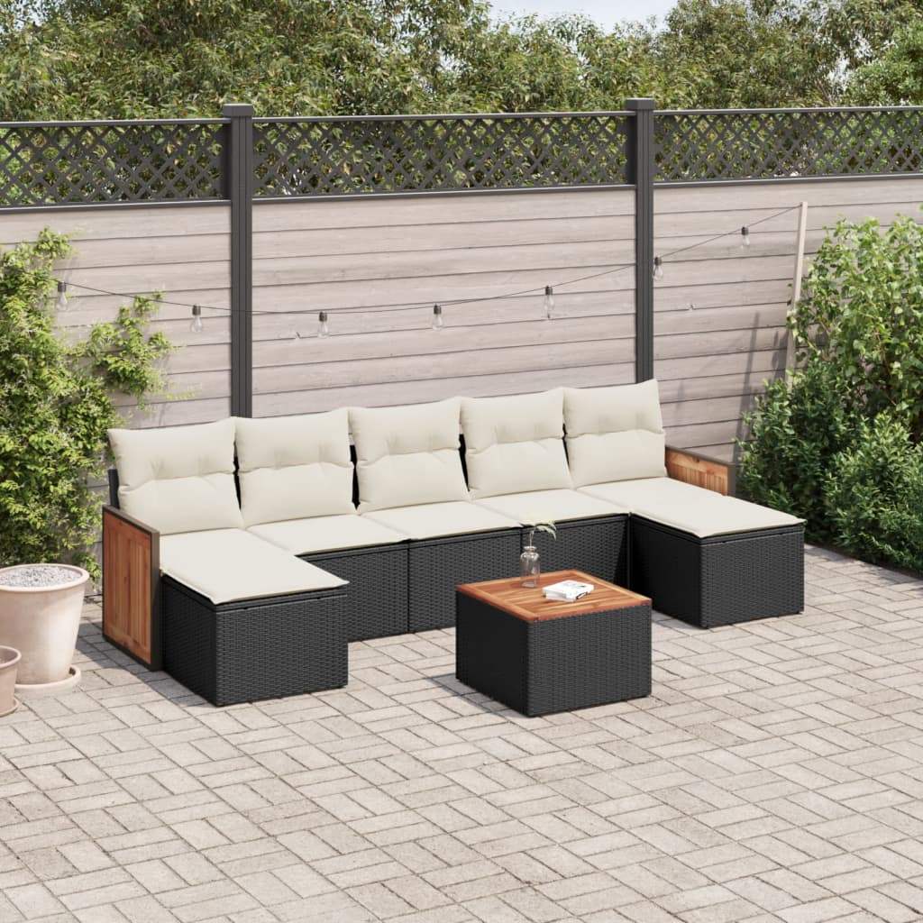 Set Divani da Giardino con Cuscini 8 pz Nero in Polyrattan - homemem39