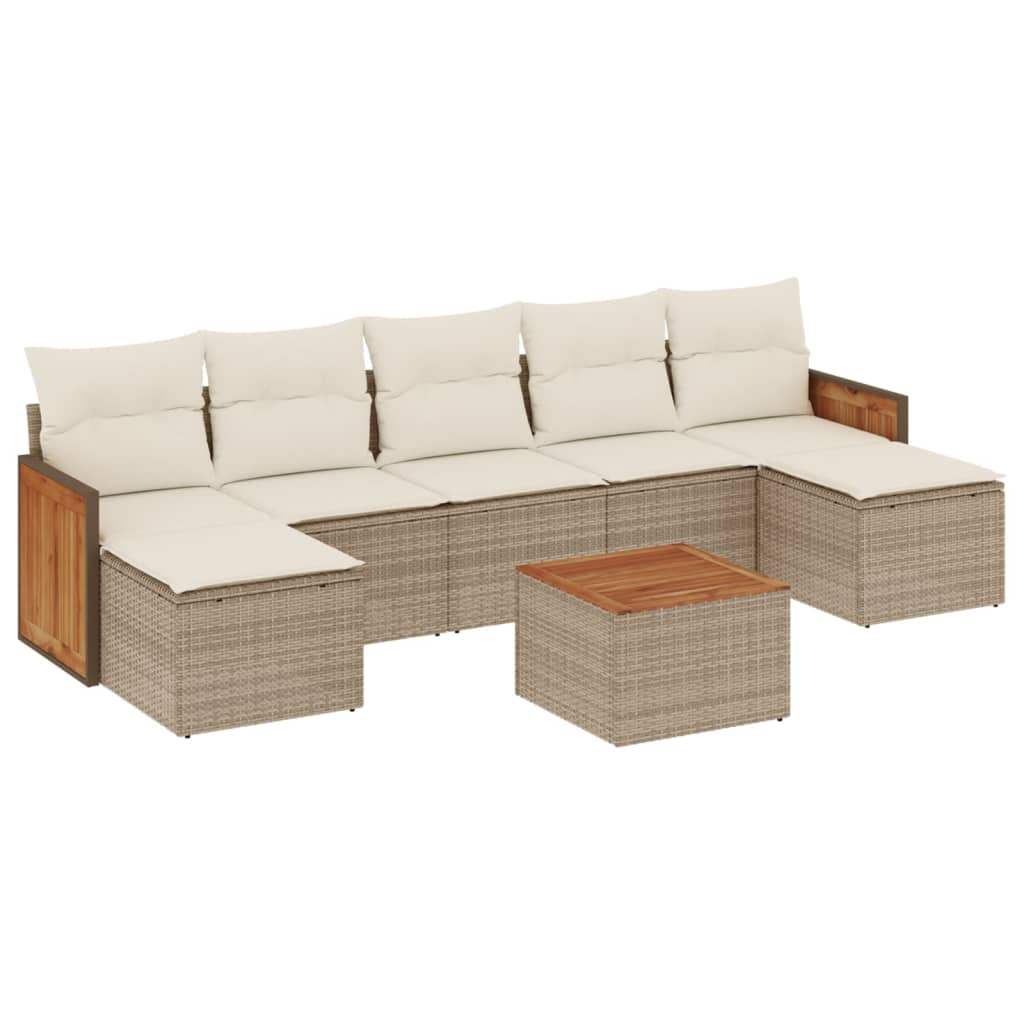 Set Divano da Giardino 8 pz con Cuscini Beige in Polyrattan - homemem39