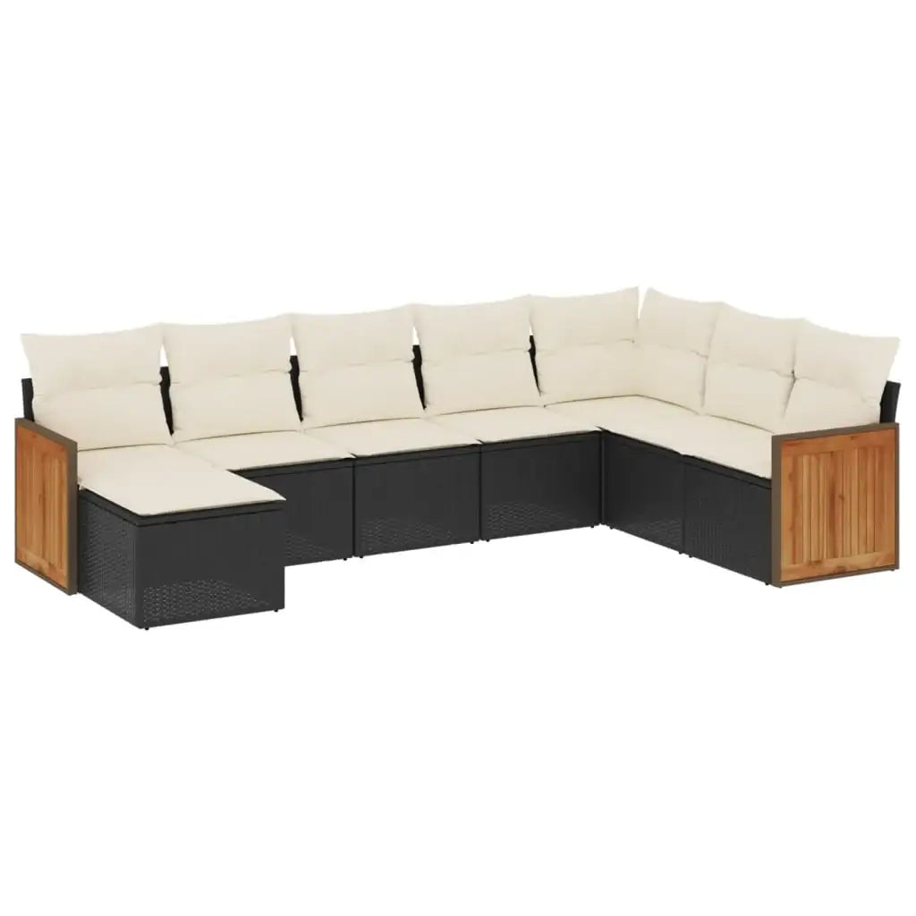 Set Divani da Giardino con Cuscini 8 pz Nero in Polyrattan - homemem39