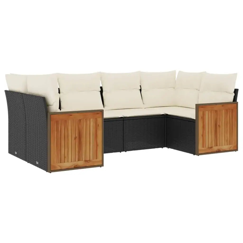 Set Divano da Giardino 6 pz con Cuscini Nero in Polyrattan - homemem39