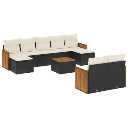 Set Divani da Giardino 10pz con Cuscini in Polyrattan Nero - homemem39
