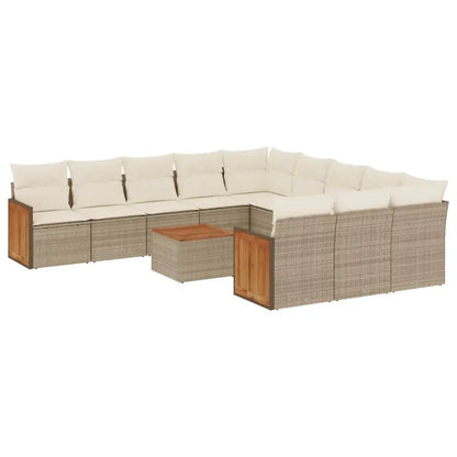 Set Divani da Giardino 12 pz con Cuscini Beige in Polyrattan - homemem39