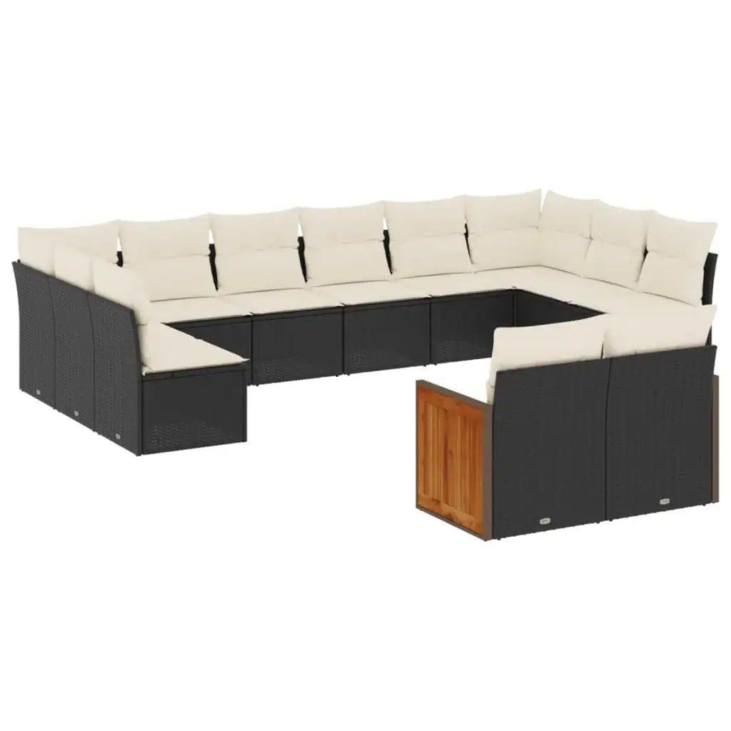 Set Divani da Giardino 12 pz con Cuscini Nero in Polyrattan - homemem39