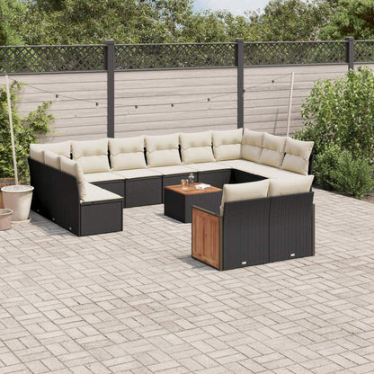 Set Divani da Giardino 13pz con Cuscini Nero in Polyrattan - homemem39