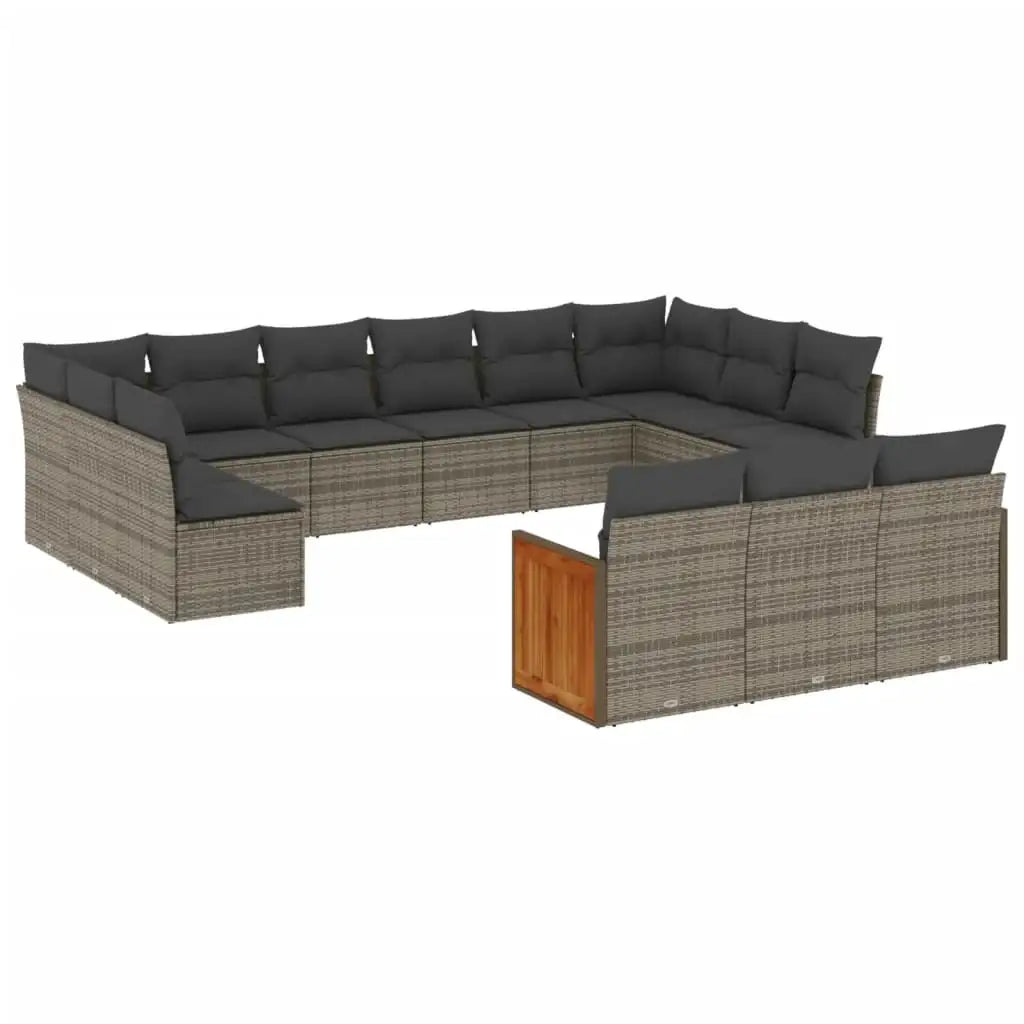 Set Divani da Giardino 13 pz con Cuscini Grigio in Polyrattan - homemem39