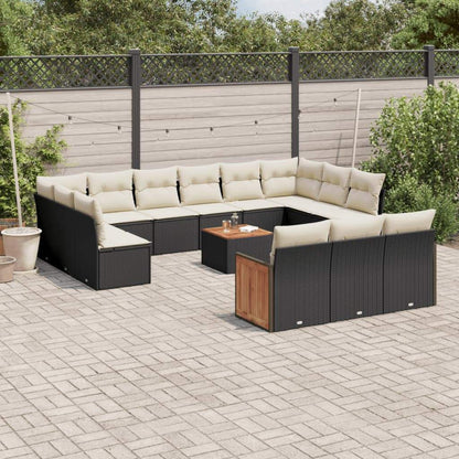 Set Divani da Giardino 14pz con Cuscini in Polyrattan Nero - homemem39