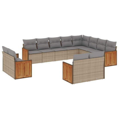 Set Divani da Giardino 12 pz con Cuscini Beige in Polyrattan - homemem39