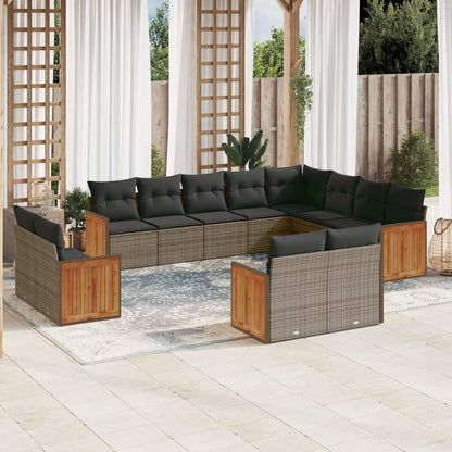 Set Divani da Giardino 12 pz con Cuscini Grigio in Polyrattan - homemem39