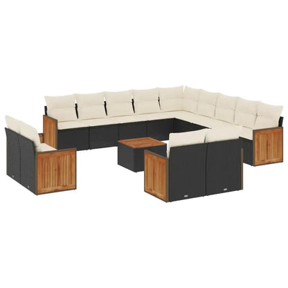 Set Divani da Giardino 14pz con Cuscini in Polyrattan Nero - homemem39
