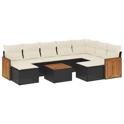 Set Divani da Giardino 10pz con Cuscini in Polyrattan Nero - homemem39