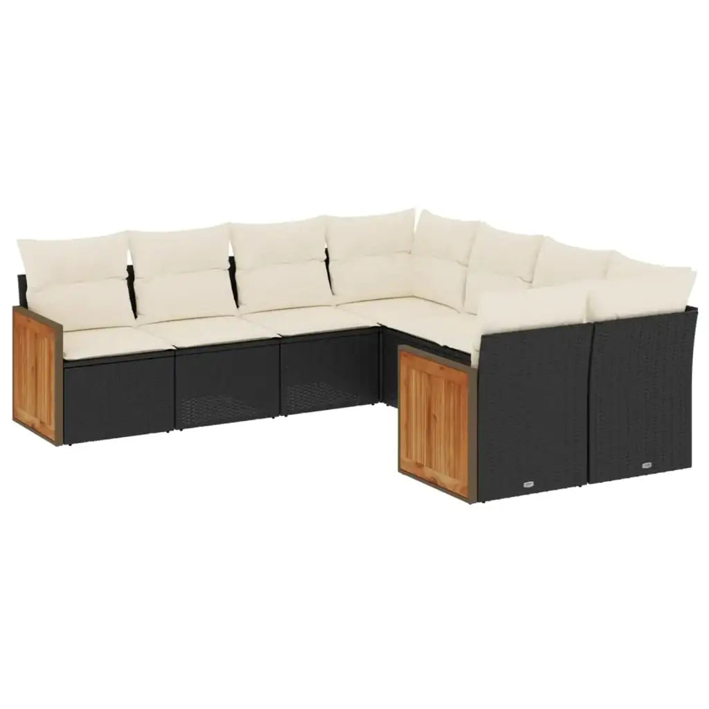 Set Divani da Giardino con Cuscini 8 pz Nero in Polyrattan - homemem39