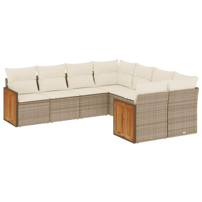 Set Divano da Giardino 8 pz con Cuscini Beige in Polyrattan - homemem39