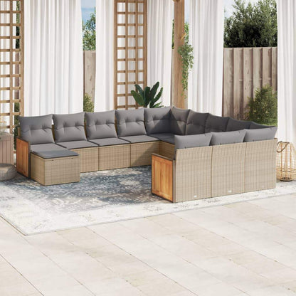 Set Divani da Giardino 12 pz con Cuscini Beige in Polyrattan - homemem39