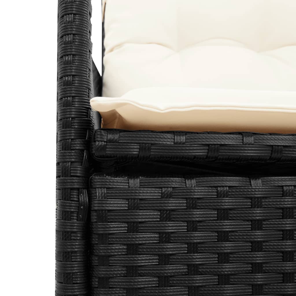 Set da Pranzo da Giardino 7 pz Nero con Cuscini in Polyrattan - homemem39
