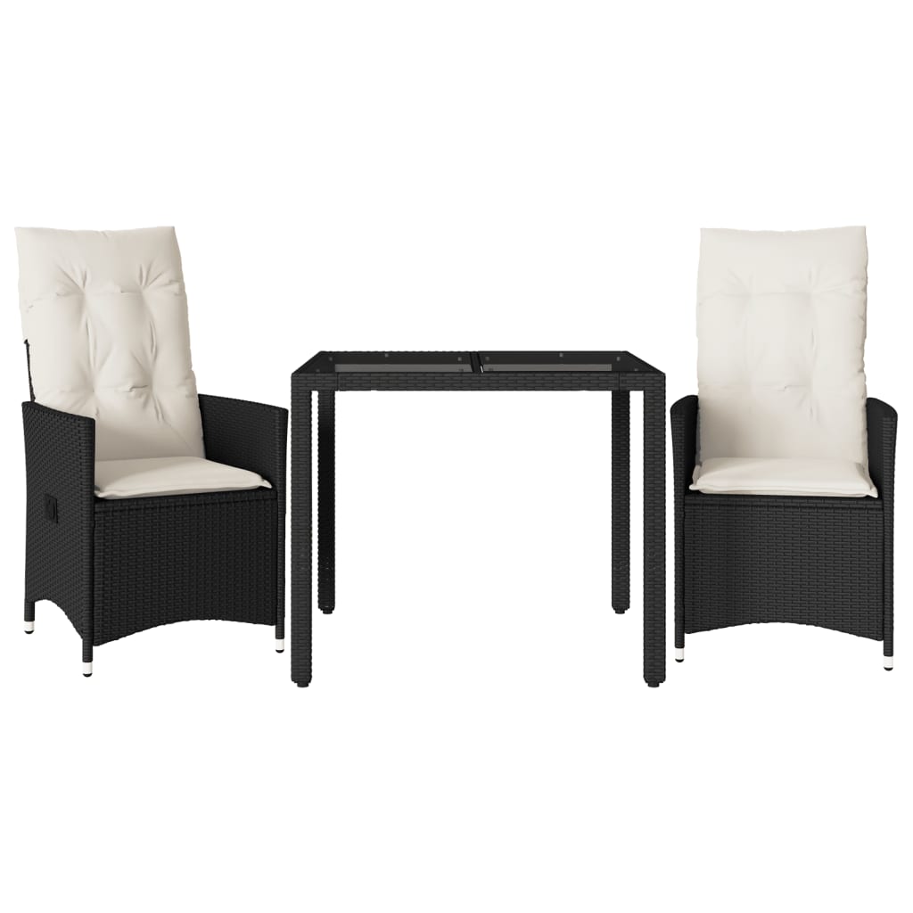Set da Bistrò 3 pz con Cuscini Nero in Polyrattan | homemem39