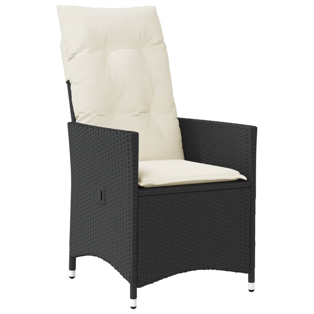 Set da Pranzo da Giardino 5 pz Nero con Cuscini in Polyrattan - homemem39
