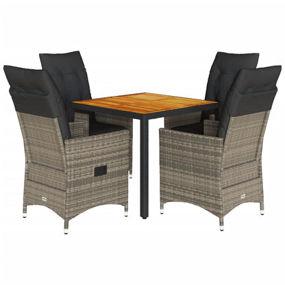 Set da Pranzo da Giardino 5 pz con Cuscini in Polyrattan Grigio | homemem39