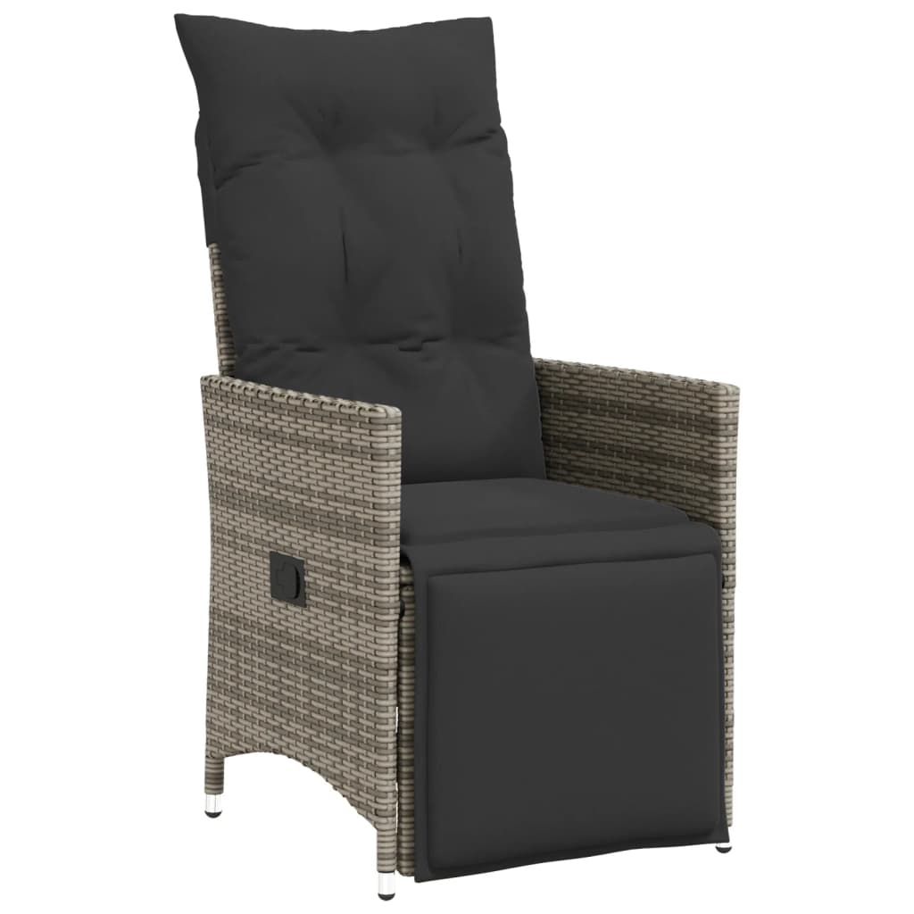 Set da Pranzo da Giardino 5 pz con Cuscini in Polyrattan Grigio