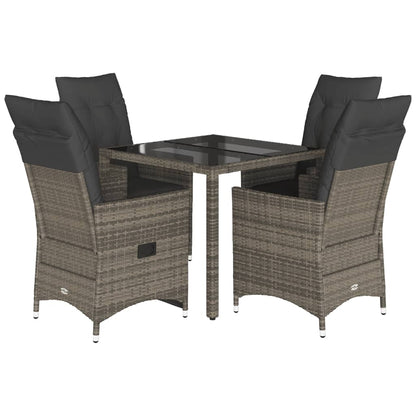 Set da Pranzo da Giardino 5 pz con Cuscini in Polyrattan Grigio | homemem39