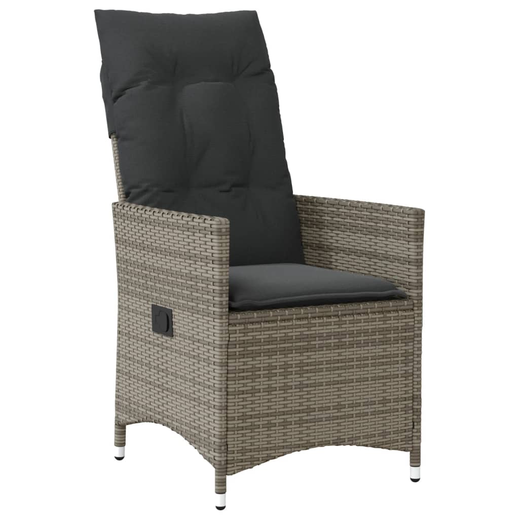 Set da Pranzo da Giardino 5 pz con Cuscini in Polyrattan Grigio