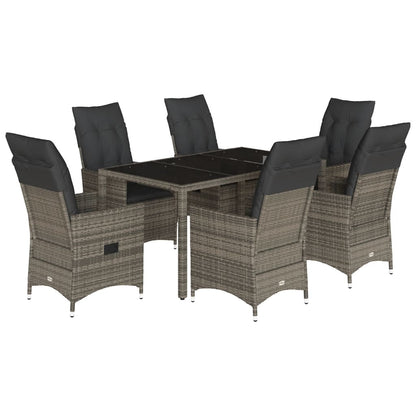 Set da Pranzo da Giardino 7 pz con Cuscini in Polyrattan Grigio | homemem39