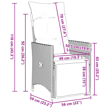 Set da Pranzo da Giardino 7 pz con Cuscini in Polyrattan Grigio | homemem39