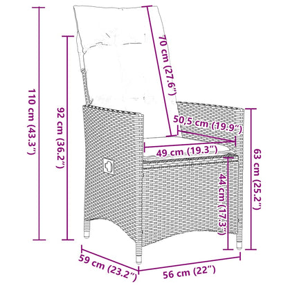 Set da Pranzo da Giardino 7 pz con Cuscini in Polyrattan Grigio | homemem39