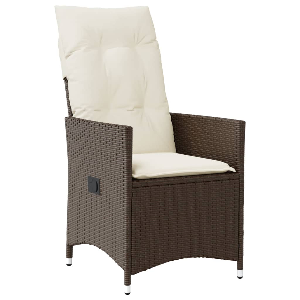 Set da Pranzo da Giardino 5pz con Cuscini in Polyrattan Marrone | homemem39